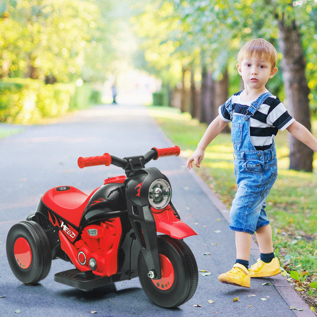 Qaba Electric Motorcycle for Kids, 6V Ride on Bubble Car with LED Headlight, Music, Pedal, for 2-5 Years