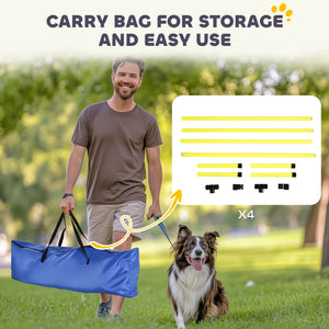 Set of 4 Dog Agility Training Equipment Adjustable Jump Bar Pet Exercise Kit with Carrying Bag (Yellow)