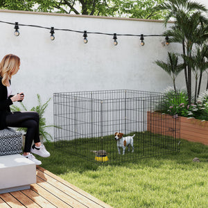 8 Panels Foldable Dog Playpen with Bottom Pad & Top Cover, 30" High