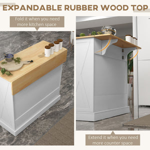 Kitchen Island with Drop Leaf, Rolling Kitchen Cart with 2 Drawers, Adjustable Shelves and Wood Countertop – view 10