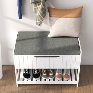 Wall Mounted Coat Rack with Shoe Storage Bench, Hall Tree and Bench, Clothes Hanger Rack with Shelves for Hallway White