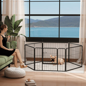 Heavy Duty Dog Playpen with Door for Small Dogs, 6 Panels, 23.5"H