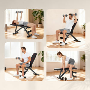 Soozier Adjustable Weight Bench, Foldable Workout Bench with Multi-Angle Seat and Back, Flat or Incline Bench for Home Gym