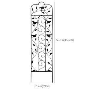 2 Pack Garden Trellis for Climbing Plants, Outdoor Metal Grid Panels with Birds and Leaves, for Roses, Vine Flower, Cucumber, Clematis, 59" Tall