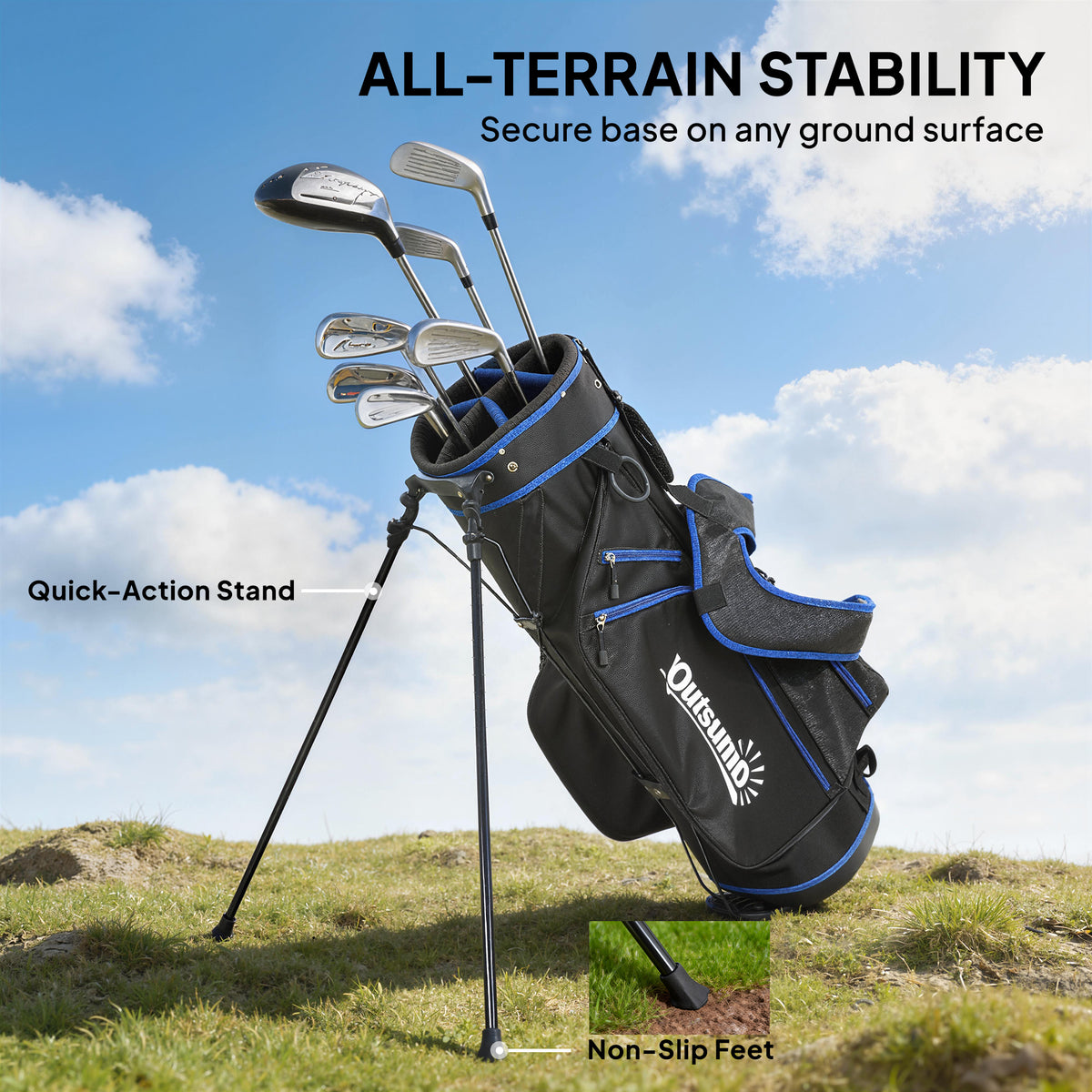Ultra-Lightweight Golf Stand Bag with 6-Way Dividers and Cooler Pocket, All-Weather Men's Golf Bag, Blue