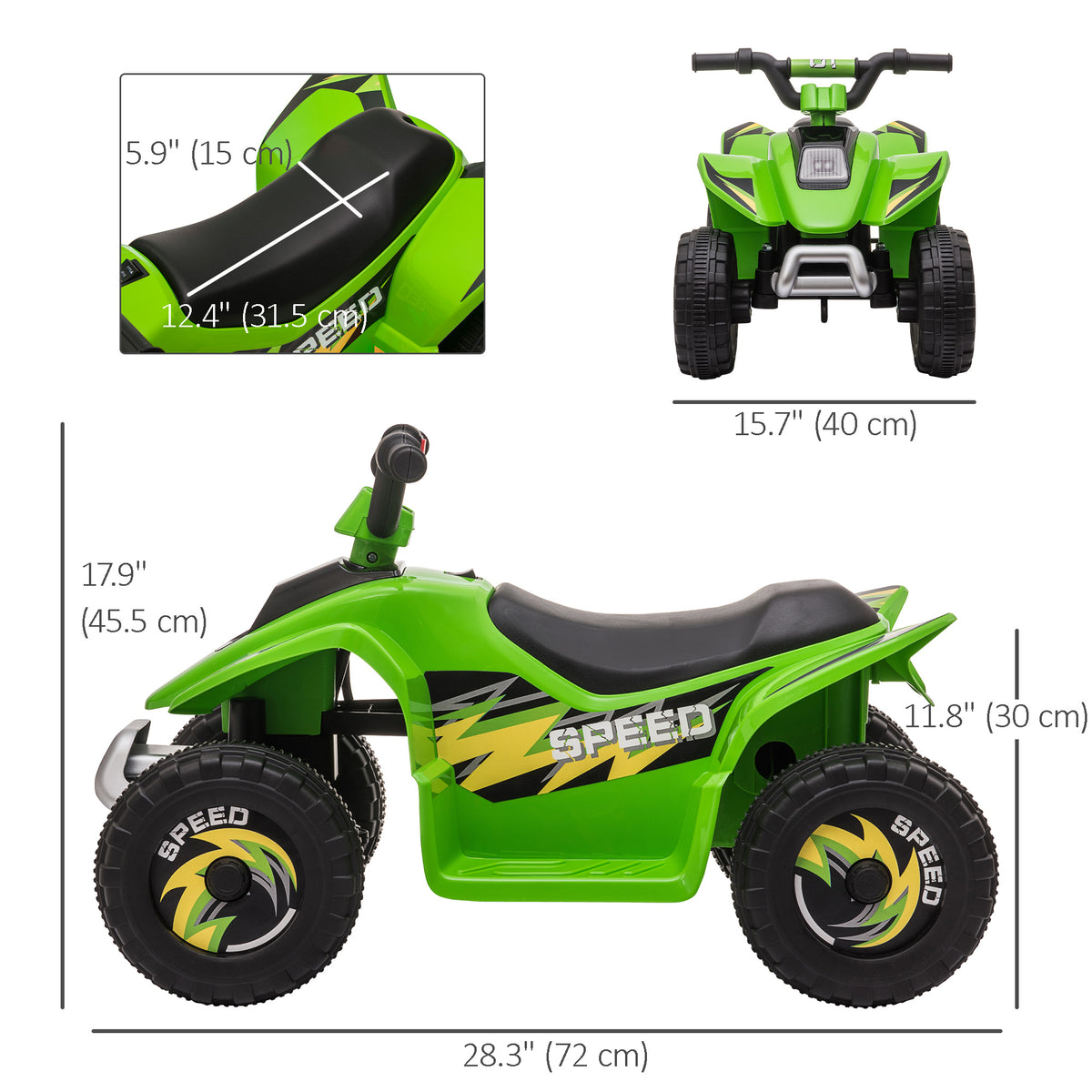 Aosom Kids Ride on ATV, 6V Battery Powered Quad Car with Forward, Reverse Switch, for Boys Girls 18-36 Months