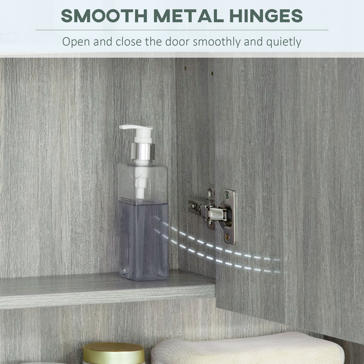 Wall Mounted Bathroom Medicine Cabinet with Mirror and Adjustable Shelves, Grey – view 4