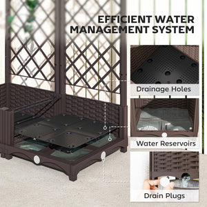 Raised Garden Bed with Trellis, Plastic Raised Flower Bed with Drainage Holes and Drain Plugs – view 12