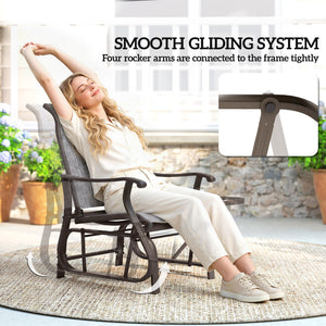 3PCs Gliding Rocking Chair & Bistro Tea Table Set, Grey