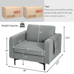1/2/3/4-Seat Convertible Sectional Sofa with Reversible Ottoman-1-Seat view 4