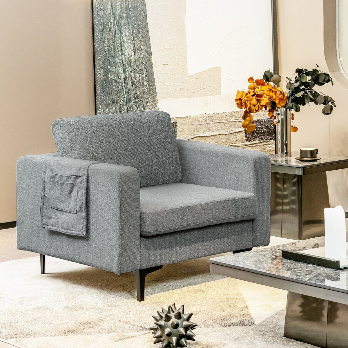 1/2/3/4-Seat Convertible Sectional Sofa with Reversible Ottoman-1-Seat view 6