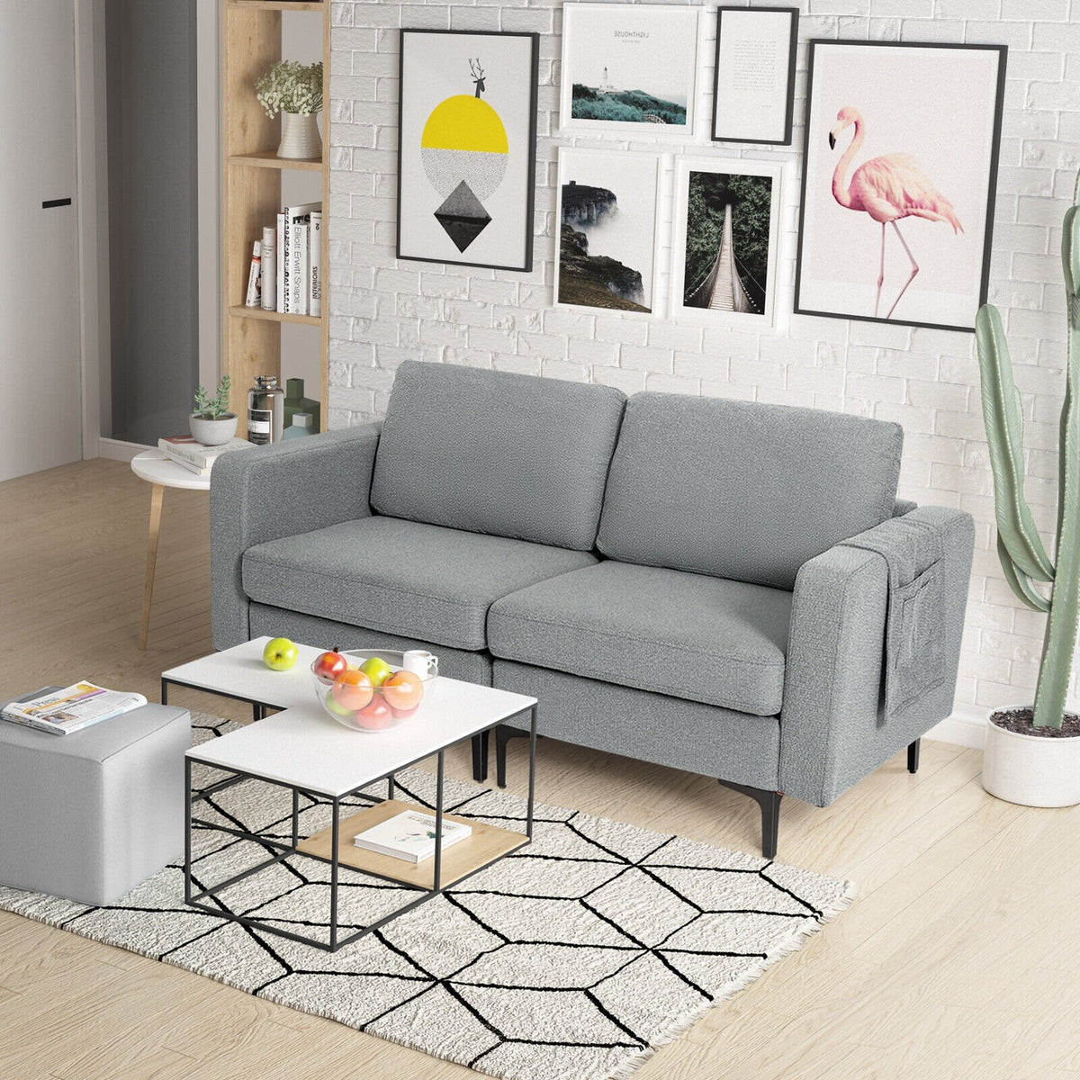 1/2/3/4-Seat Convertible Sectional Sofa with Reversible Ottoman-2-Seat view 2