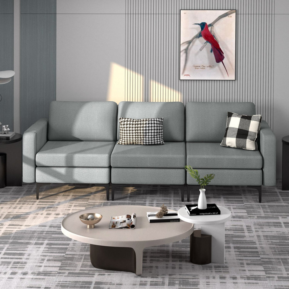1/2/3/4-Seat Convertible Sectional Sofa with Reversible Ottoman-3-Seat view 3
