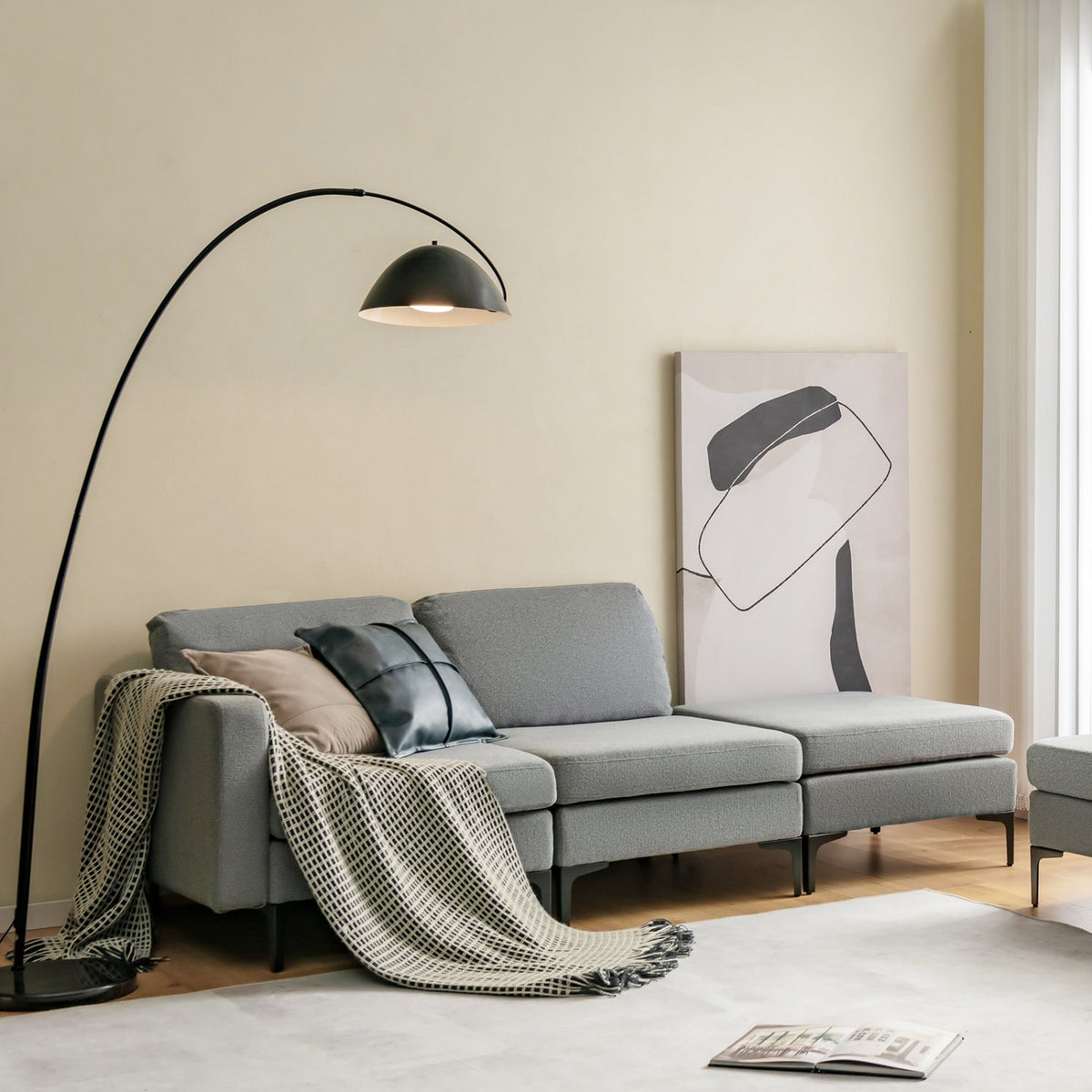 1/2/3/4-Seat Convertible Sectional Sofa with Reversible Ottoman-4-Seat L-shaped with 2 USB Ports view 9