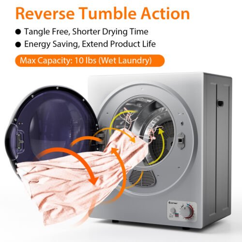 1.5 Cu.ft Clothes Dryer with with Stainless Steel Wall Mount-Silver view 7
