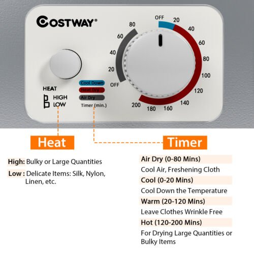 1.5 Cu.ft Clothes Dryer with with Stainless Steel Wall Mount-Silver view 9