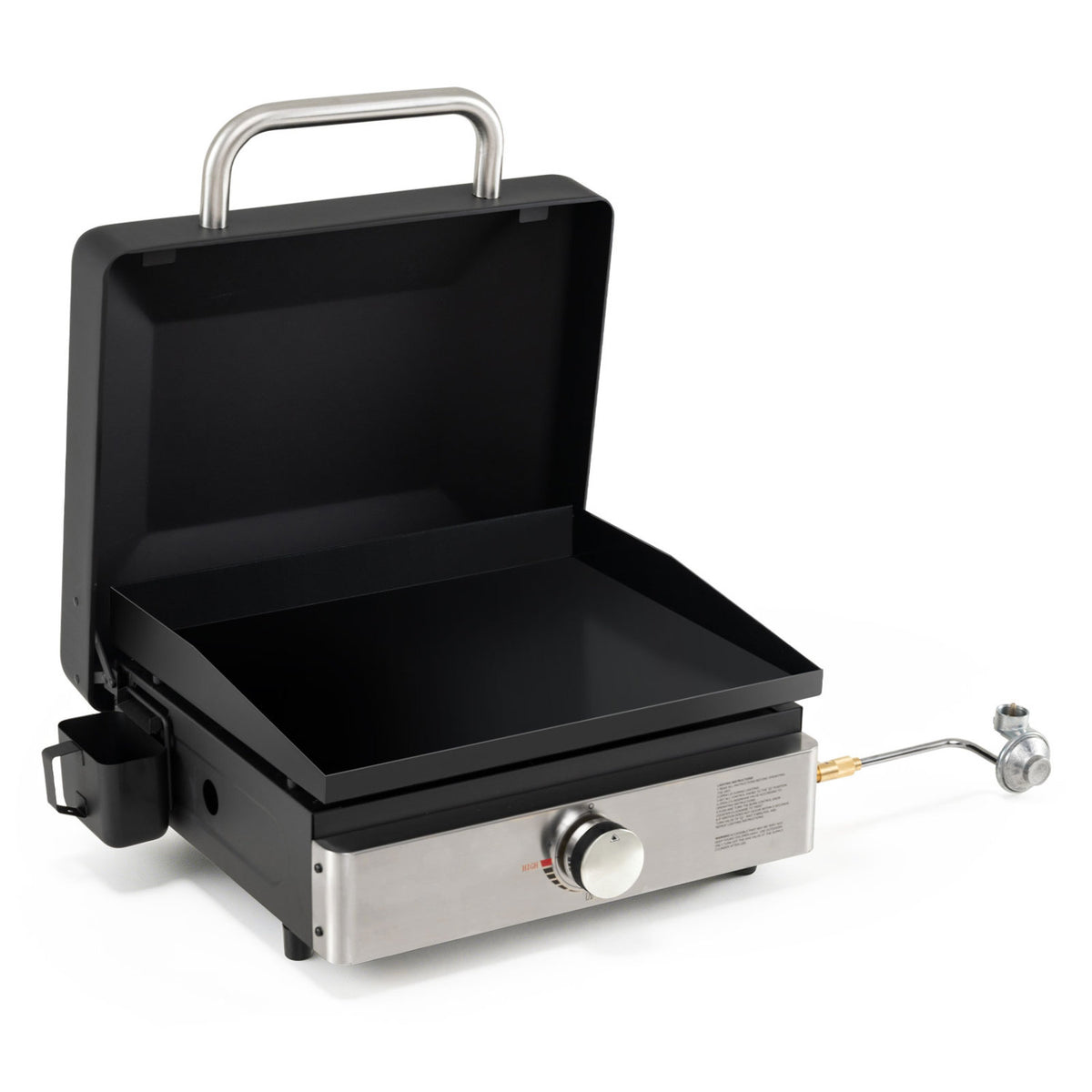 1-Burner Portable Gas Griddle with Lid Non-Stick Ceramic Griddle Plate-Black view 4