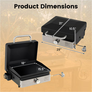 1-Burner Portable Gas Griddle with Lid Non-Stick Ceramic Griddle Plate-Black view 5