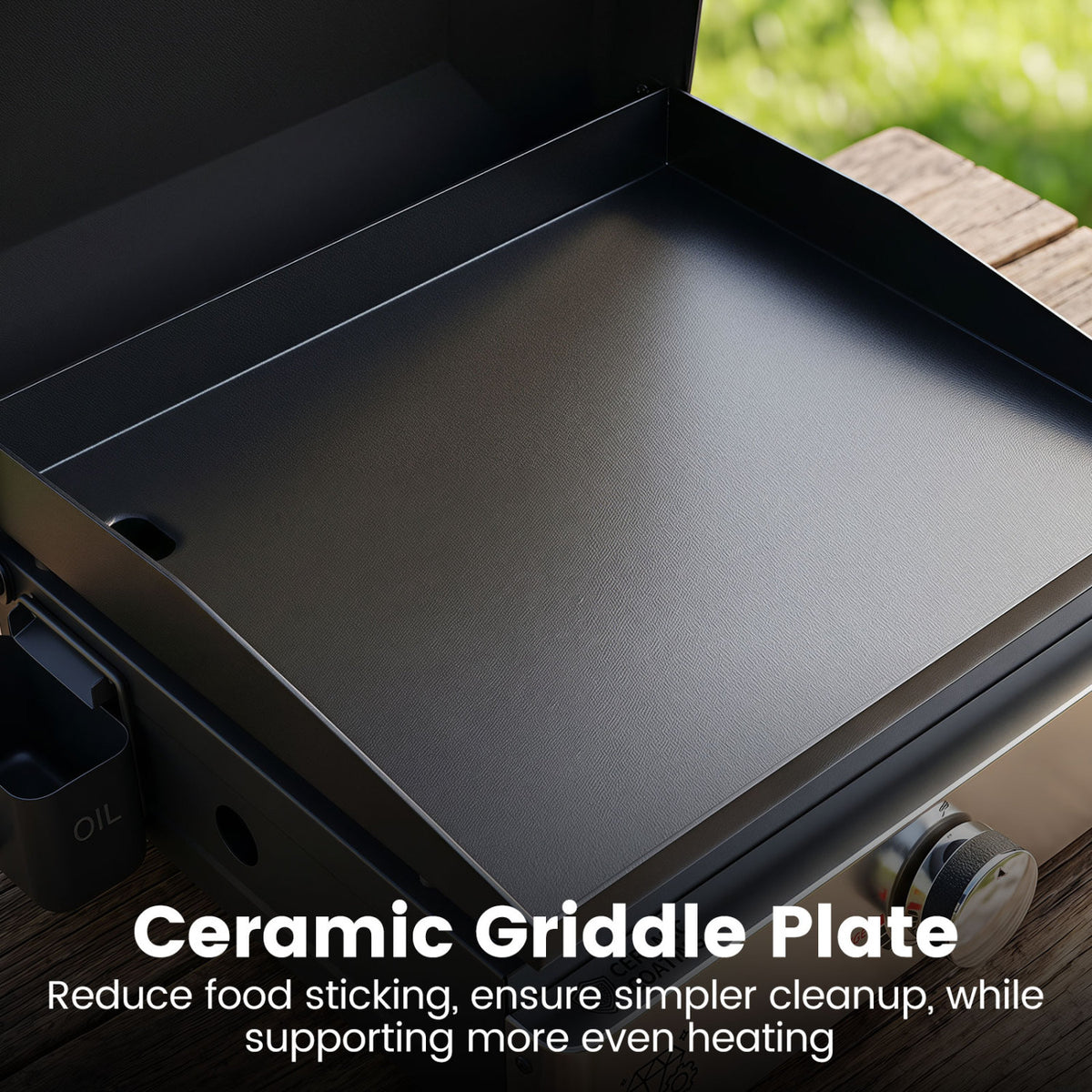 1-Burner Portable Gas Griddle with Lid Non-Stick Ceramic Griddle Plate-Black view 8
