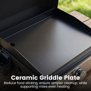 1-Burner Portable Gas Griddle with Lid Non-Stick Ceramic Griddle Plate-Black view 8
