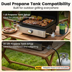 1-Burner Portable Gas Griddle with Lid Non-Stick Ceramic Griddle Plate-Black view 9