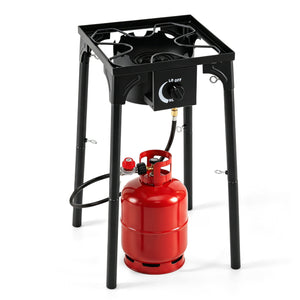 1 Burner Propane Stove 80000 BTU with Adjustable Regulator and Hose for Camping BBQ-Black