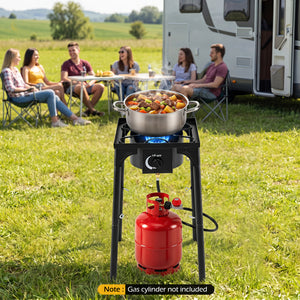1 Burner Propane Stove 80000 BTU with Adjustable Regulator and Hose for Camping BBQ-Black view 2