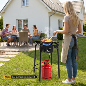 1 Burner Propane Stove 80000 BTU with Adjustable Regulator and Hose for Camping BBQ-Black view 3