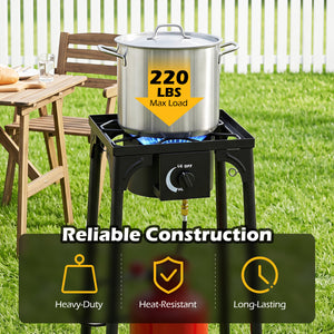 1 Burner Propane Stove 80000 BTU with Adjustable Regulator and Hose for Camping BBQ-Black view 5