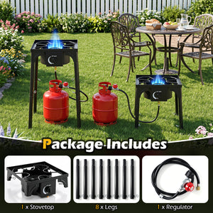 1 Burner Propane Stove 80000 BTU with Adjustable Regulator and Hose for Camping BBQ-Black view 6