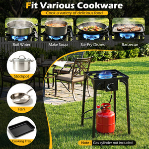 1 Burner Propane Stove 80000 BTU with Adjustable Regulator and Hose for Camping BBQ-Black view 7