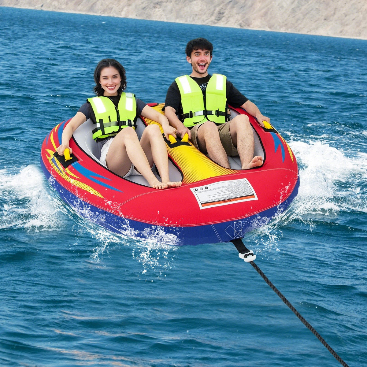 1 or 2 Person Inflatable Towable Tube for Boating with Drainage view 3