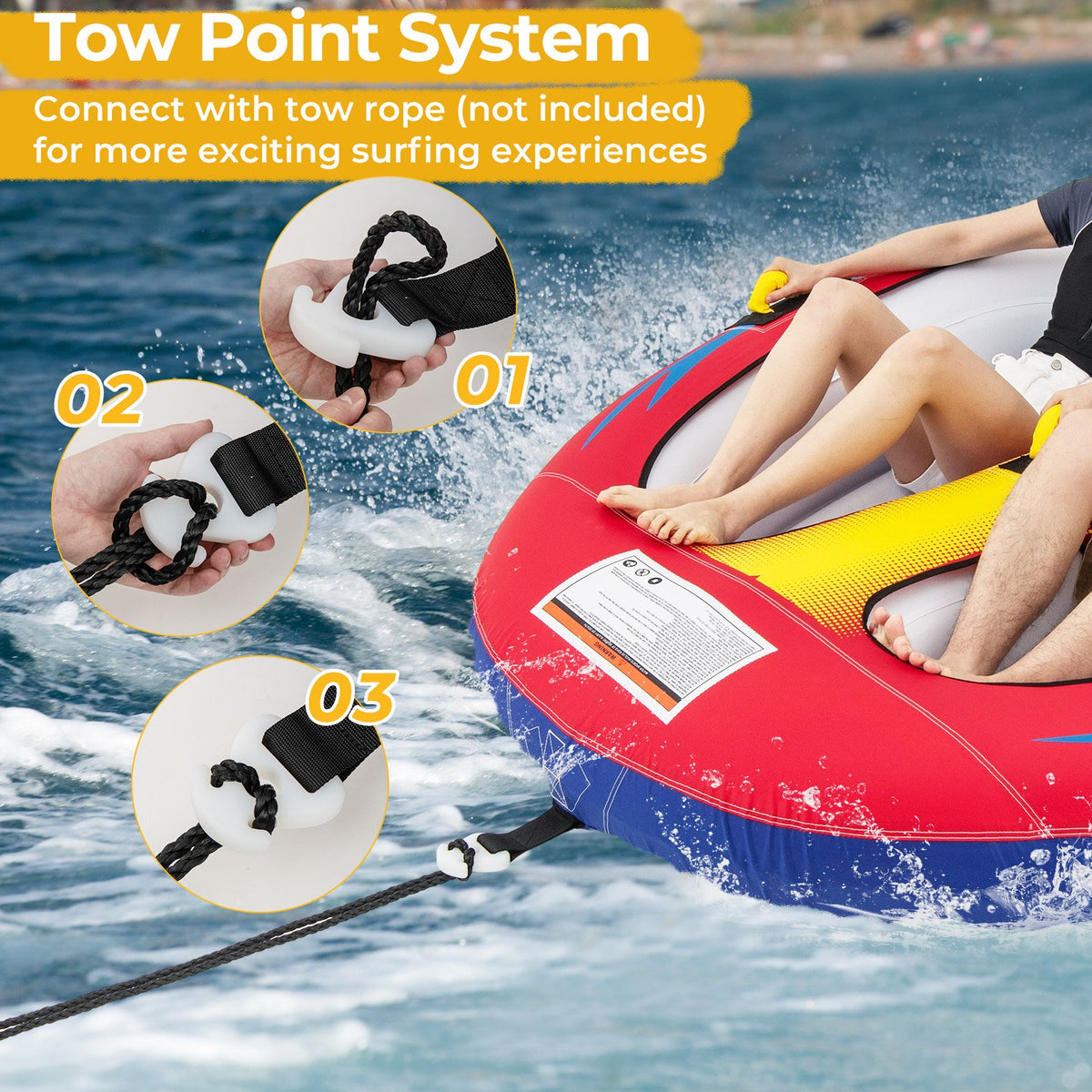 1 or 2 Person Inflatable Towable Tube for Boating with Drainage view 9