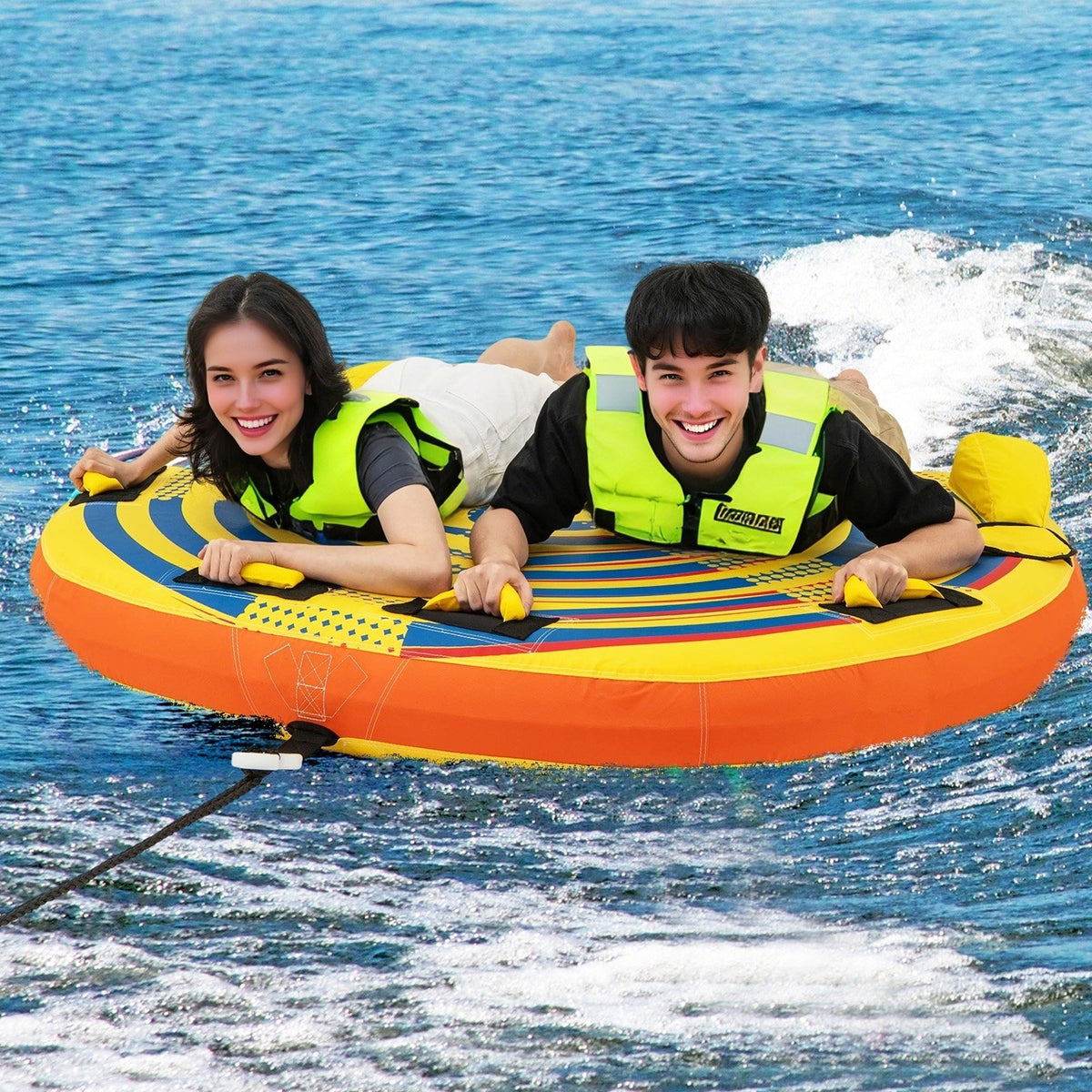 1 or 2 Person Inflatable Towable Tube for Boating with Quick Connector view 2