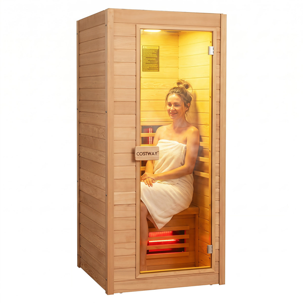 1 Person Far Infrared Sauna Canadian Hemlock Wood Indoor Home Sauna Room view 3