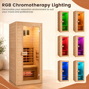 1 Person Far Infrared Sauna Canadian Hemlock Wood Indoor Home Sauna Room view 8