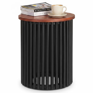 1 Piece Elegant Wooden Round Coffee Table for Living Room and Home Office-Walnut view 4