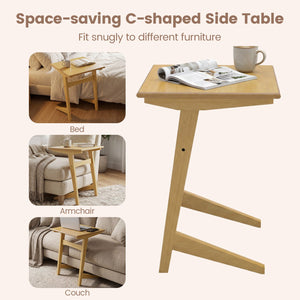 1 Piece Wood Sofa Side Table C-shaped End Table with Wood Veneered Top view 6