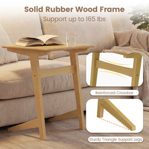 1 Piece Wood Sofa Side Table C-shaped End Table with Wood Veneered Top view 7