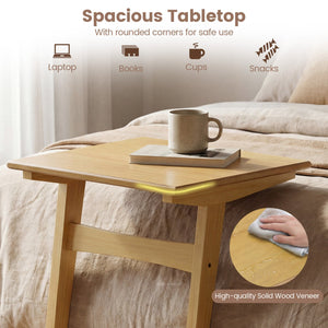 1 Piece Wood Sofa Side Table C-shaped End Table with Wood Veneered Top view 8