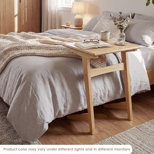 1 Piece Wood Sofa Side Table C-shaped End Table with Wood Veneered Top view 9