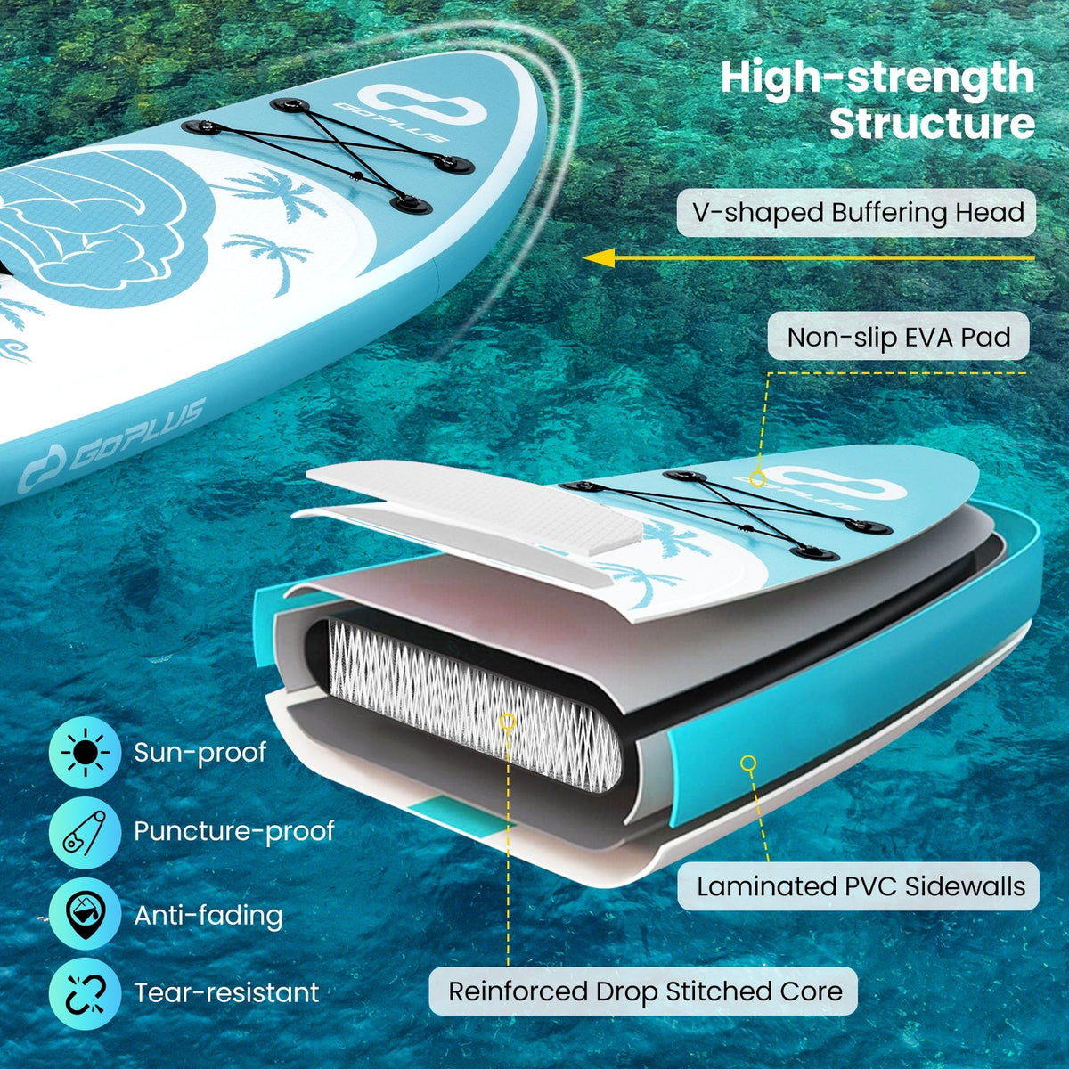 10/11 Feet Inflatable Stand Up Paddle Board with Premium SUP Accessories-L view 7