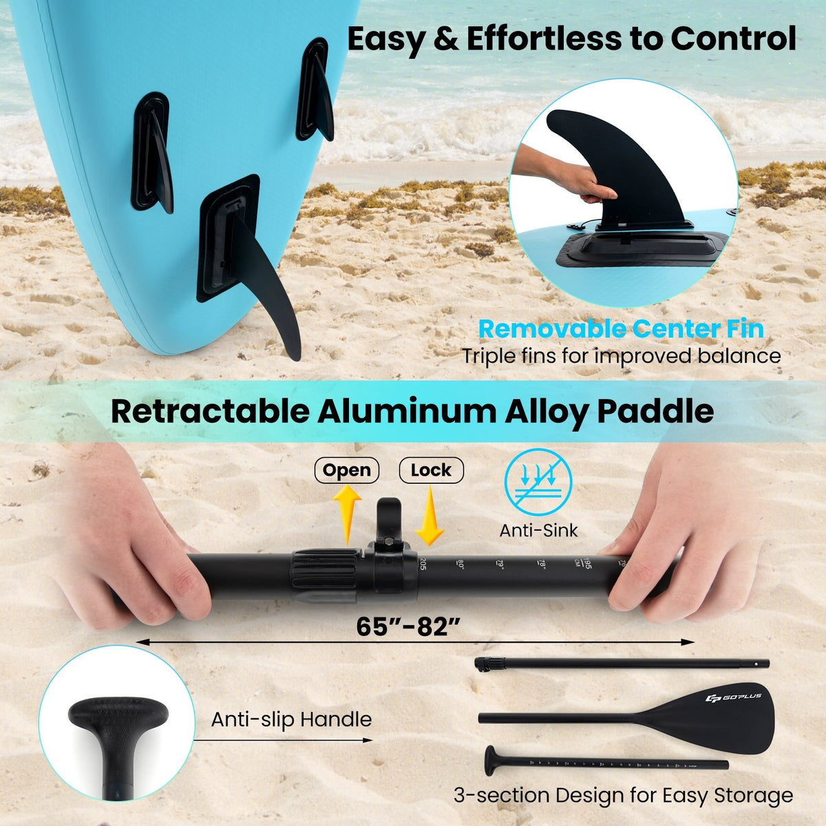 10/11 Feet Inflatable Stand Up Paddle Board with Premium SUP Accessories-L view 8