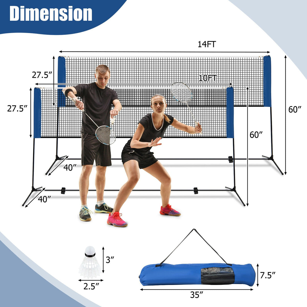 10/14 Feet Adjustable Badminton Net Stand with Portable Carry Bag-10 Feet view 4