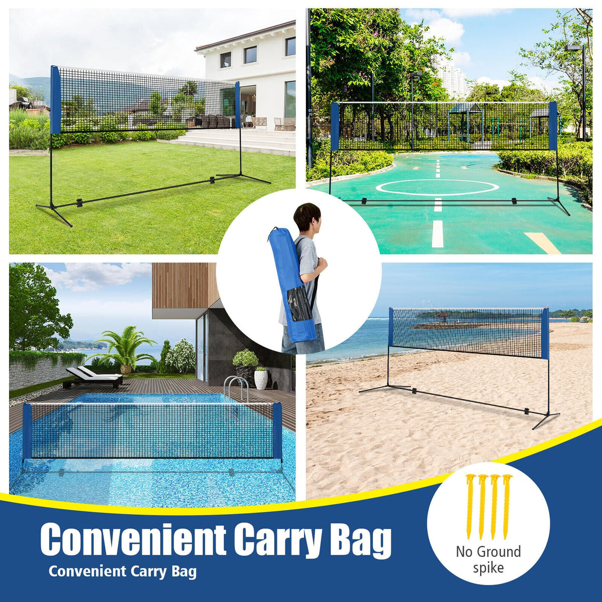 10/14 Feet Adjustable Badminton Net Stand with Portable Carry Bag-10 Feet view 7