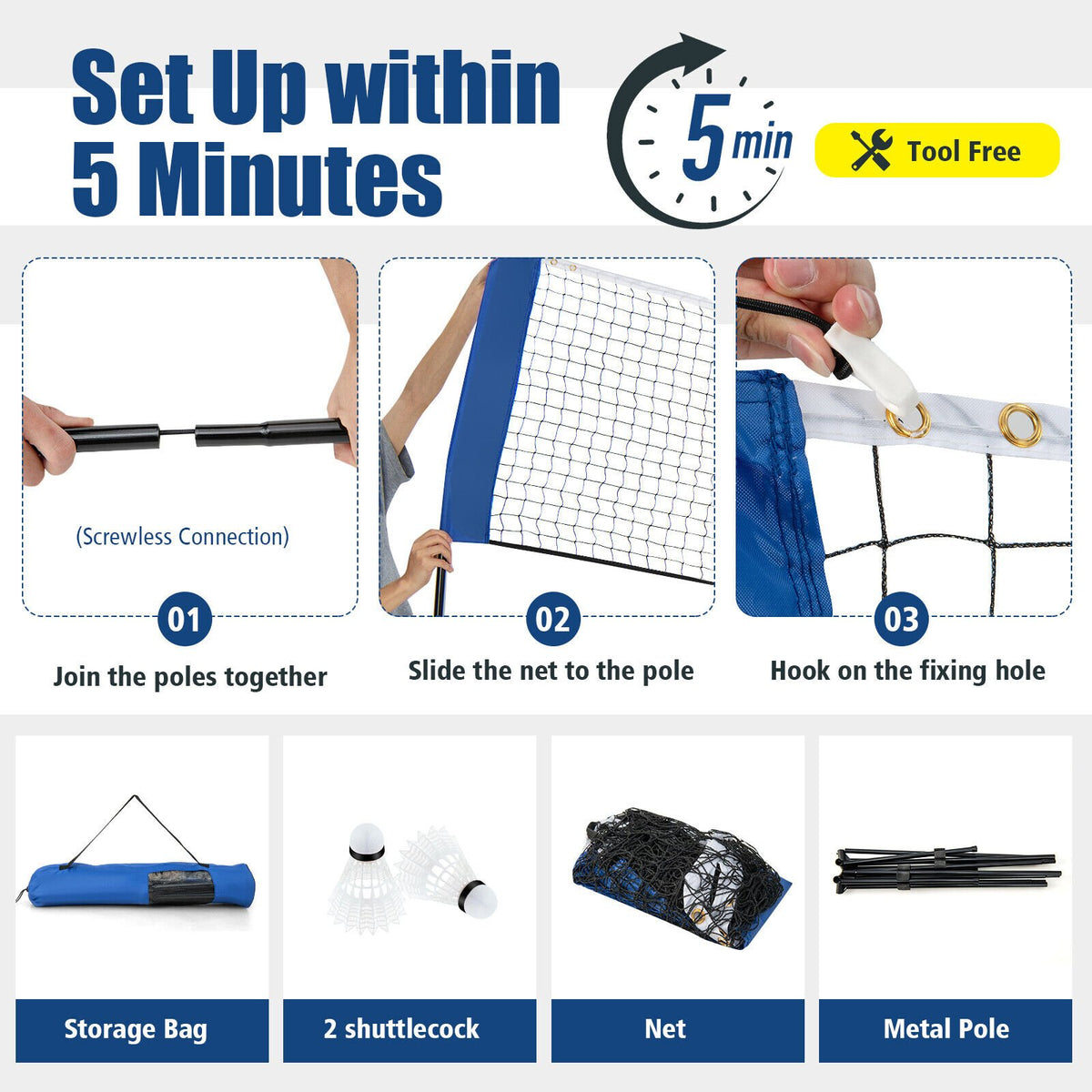 10/14 Feet Adjustable Badminton Net Stand with Portable Carry Bag-10 Feet view 8
