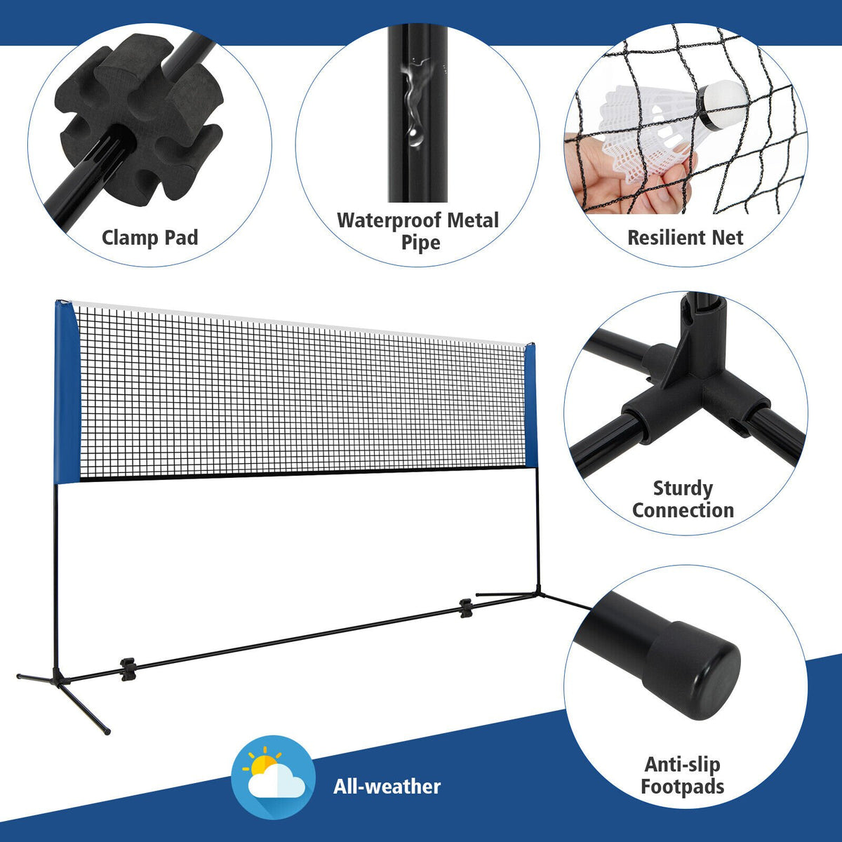 10/14 Feet Adjustable Badminton Net Stand with Portable Carry Bag-10 Feet view 9