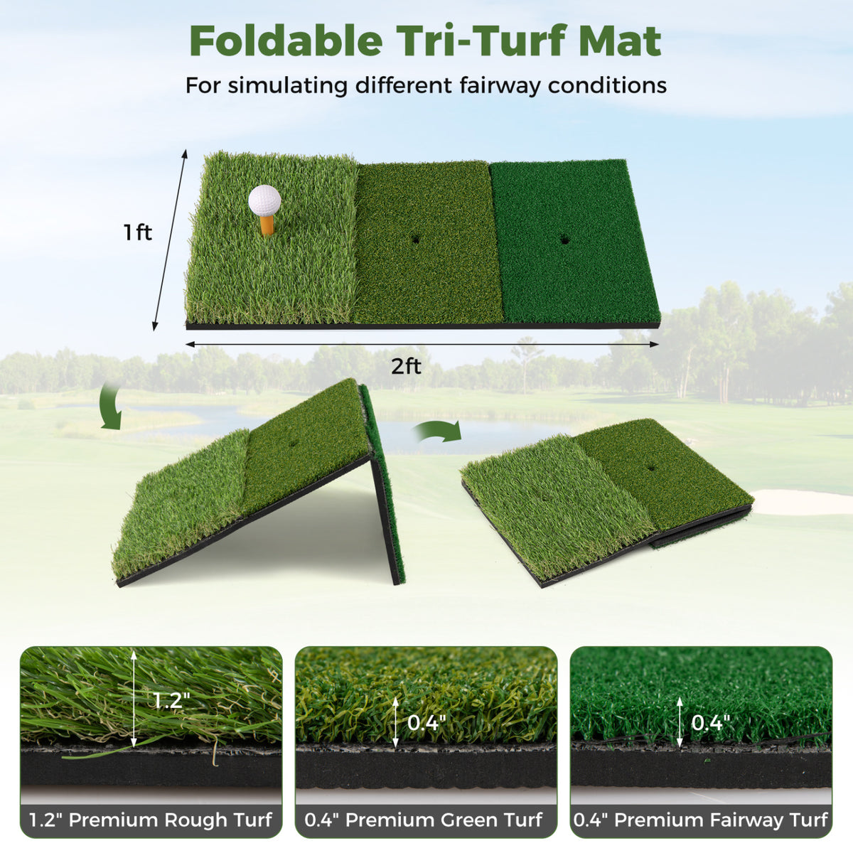 10.3 x 6.5 Feet Golf Practice Net with Foldable Tri-Turf Mat view 6