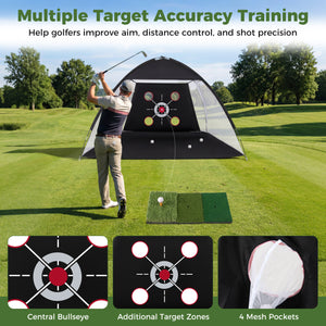 10.3 x 6.5 Feet Golf Practice Net with Foldable Tri-Turf Mat view 8