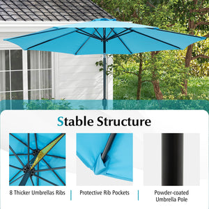 10 Feet Outdoor Patio Umbrella with Tilt Adjustment and Crank-Blue view 9